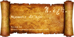 Nyemetz Ákos névjegykártya